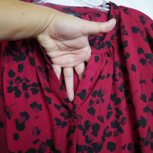 Simply Vera Verawang Top Womens Size L Red Floral  Long Sleeve Pull Over Blouse - Picture 7 of 13